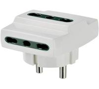 ERYI-Ri.00324B Adaptateur Multiple Sicury 250 V , Blanc - Max 1500 W - Fiche 2P+T 16 A Standards Allemand/Français - Trois Bprises 2P+T 16 A Standard Italien Type P17/11