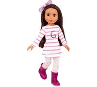 ERYI-- Sarinia - 36 Cm - Poupée De Mode Posable - Cheveux Et Yeux Bruns - Boucle A Cheveux, Bottes Rose Avec Brillants - Jouets, Vêtements Et Accessoires Pour Les Enfants De 3 Ans Plus