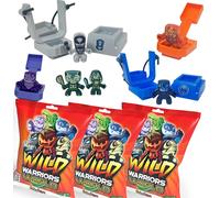 ERYI-Sbabam, Wild Warriors World Ride Set, Pack 3 Jouets Guerriers Avec Catapulte, Lance-Pierre, Biga - Jeux Pour Enfants +3 Ans, 9 Surprises, 3 Personnages Et 6 Armes Inclus, Jeux Pour Enfants En Ki