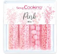 Eryi-Scrap Cooking, Décors Sucrés « Pink Mix » 68g, Assortiment Rose 4 Variétés : Bubbles, Perles, Étoiles, C?Urs, Décorations Pâtisserie, Desserts, Gâteaux, Cupcakes, Anniversaires, Cake Design - 75