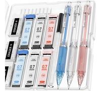 Eryi-Set De 3 Porte-Mines Transparents, Porte-Mines Pastel 0,7 Mm Avec 360 Recharges De Mines Hb, 3 Gommes, 9 Recharges De Gommes Pour Les Fournitures Scolaires Des Étudiants