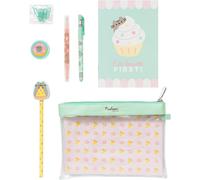 Eryi-- Set De Papeterie Pusheen Foodie Collection Inclut : 1 Stylo Gel, 1 Surligneur, 1 Crayon De Papier, 1 Carnet A5, 1 Taille-Crayon, 8 Trombones, Trousse Fournitures Scolaires Kawaii