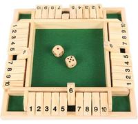 Eryi-Shut The Box 4 Joueurs, Fermez La Boîte Jeu De Flop À Quatre Faces, Jeu En Bois Boîte Fermée, Boite De Jeux De Société En Bois Éducatif, Avec 2 Dés (Vert)