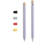 Eryi-- Skin Pour Apple Pencil, Housse De Protection Lilas Avec 5 Capuchons De Couleur, Compatible Avec Apple Pencil 1re Et 2ème Génération