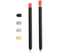ERYI-- Skin Pour Apple Pencil, Housse De Protection Noir Avec 5 Capuchons De Couleur, Compatible Avec Apple Pencil 1Re Et 2Ème Génération