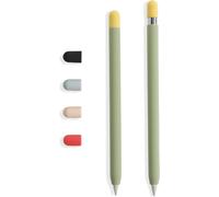 ERYI-- Skin Pour Apple Pencil, Housse De Protection Vert Avocat Avec 5 Capuchons De Couleur, Compatible Avec Apple Pencil 1Re Et 2Ème Génération