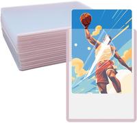 Eryi-Sleeves Protèges Cartes-20 Pièces 76 X 102mm Sleeves Transparents,Avec Film Protecteur,Pour Collectionner Les Cartes De Jeu/Basketball(Bordure Rose)