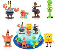 Eryi-Sponge-Bob Lot De 6 Mini Figurines Bob L'éponge - Décoration De Gâteau - Jouet De Décoration De Gâteau - Modèle De Dessin Animé - Pour Enfants