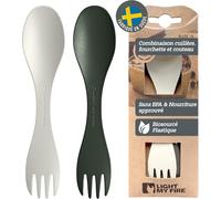 Eryi-Spork Original - Fourchette Cuillère De Camping Pour Enfants - Couvert De Camping 2-En-1 - Fourchette-Cuillère Réutilisable (2pack Little Sagegreen/Cream)