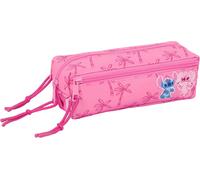 Eryi-Stitch Chill - Trousse Triple Petite, Trousse Pour Enfant, Idéale Pour Les Enfants D'âge Scolaire, Confortable Et Polyvalente, Qualité Et Résistance, 22 X 6 X 8,5 Cm, Menthe/Rose, M, Décontracté
