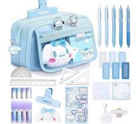 Eryi-Stylo Gel Kawaii, Lot De 26 Fournitures Scolaires Aesthetic Avec 1 Trousse Bleu Anime, 5 Stylos Gel, 4 Surligneur, 6 Rubans Correcteurs, Papeterie Kawaii & Cadeau Fille 9 10 11 12 13 14 Ans
