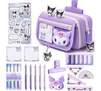 Eryi-Stylo Gel Kawaii, Lot De 26 Fournitures Scolaires Aesthetic Avec 1 Trousse Violet Anime, 5 Stylos Gel, 4 Surligneur, 6 Rubans Correcteur, Papeterie Kawaii & Cadeau Fille 9 10 11 12 13 14 Ans