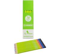 Eryi-Superstick Rainbow Crayons De Couleur, 4 Couleurs En Un Seul Crayon, Orange-Vert-Bleu-Jaune, Résistant Aux Enfants Et Incassable, Non Toxique, 12 Crayons