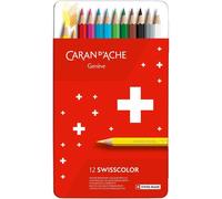 Eryi-Swisscolor 1284712 Étui En Métal Avec 12 Crayons De Couleur Imperméables