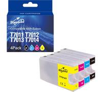 ERYI-T7011 T7012 T7013 T7014 Lot De 4 Cartouches D'Encre Avec Puce Compatibles Avec Epson T7011-4 Pour Workforce Pro Wp-4015Dn 4025Dw 4515Dn 4525Dnf 4535Dwf 4545Dtwf 4595Dnf