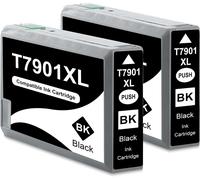 ERYI-T7901Xl Cartouches D'Encre Compatibles Pour Epn Workforce Pro Wf-4600 Wf-4630 Dwf Wf-4640 Dtwf Wf-5100 Series Wf-5110 Dw Wf-5190 Wf-5600 Series (2 Noir)