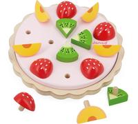 ERYI-- Tarte Aux Fruits En Bois Fsc Twist - Jouet D'Imitation Et D'Imagination - 15 Accessoires En Bois - Diamètre 19 Cm - Dès 2 Ans, J06628