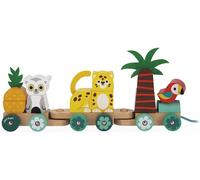 ERYI-- Train Tropical À Tirer Tropik - Jouet À Tirer En Bois - 11 Pièces Et 3 Wagons - Jouet Educatif Motricité Et Coordination Main ?il - Certifié Fsc - Peinture À L'Eau - Dès 1 An, J08272