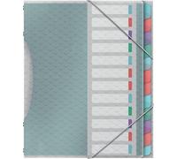 Eryi-- Trieur À 12 Compartiments Pour Documents A4, Pochettes En Plastique Transparent, Maison / Bureau, Motif Texturé, Gamme Colour'breeze, Multicolore, 626256