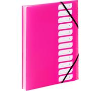 Eryi-- Trieur Document A4 Avec 12 Compartiments - Organisateur De Bureau Extensible - Porte Document A4 Avec Index - Fermeture Par Élastique - Gamme Feel'easy - Rose