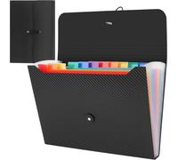 Eryi-Trieur Lot De 1 Pièces Extensible Pochettes Pour Documents, Rangement Papier Administratif Accordéon Organiseur De Dossiers De Fichiers (Sergé Noir) (13 Compartiments, Unité, 1)