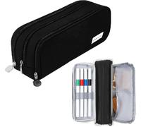 Eryi-Trousse À Crayons Pour Étudiants - Grande Capacité Multifonctionnelle 3 Compartiments Noire Pour Garçons Et Filles Idéale Pour L'école Le Bureau Et L'université Rangement Pratique