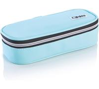 Eryi-Trousse À Crayons Pour L'école, Ovale Bleu Clair, 24 Cm X 9,5 Cm, Hauteur 6 Cm, Fermeture Éclair Argentée, Remplissage Avec Produits Stabilo