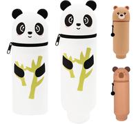 Eryi-Trousse Kawaii Animaux, Trousse Ecole 2 En1 En Silicone Souple, Trousse Verticale, Fermeture Eclair Trousse Crayon, S'applique Peut Contenir Crayons, Stylos, Gommes, Règles (C)