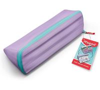 Eryi-- Trousse Scolaire Ouverture Xxl - Trousse Personnalisable Réversible, Avec 1 Côté A Colorier - Grande Ouverture Pratique - Trousse Triangulaire 22 X 6cm - Trousse Pastel Violet Paillette