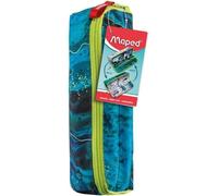 Eryi-- Trousse Scolaire Ouverture Xxl - Trousse Personnalisable Réversible, Avec 1 Côté A Colorier - Grande Ouverture Pratique - Trousse Triangulaire 22 X 6cm - Trousse Trendy Marbre Vert