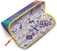 Eryi-- Trousse Scolaire Ouverture Xxl - Trousse Personnalisable Réversible, Avec 1 Côté A Colorier - Grande Ouverture Pratique - Trousse Triangulaire 22 X 6cm - Trousse Trendy Cosmic