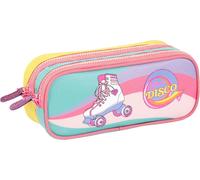 Eryi-- Trousse Scolaire Roller Disco Enfants - Rectangulaire 2 Compartiments - En Polyester Résistant - Fermeture Zip - 22 X 9 X 6 Cm