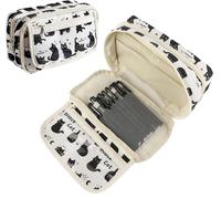 Eryi-Trousse Scolaire, Trousse Grande Capacité À 4 Compartiments, Une Jolie Trousse Ecole En Forme De Chat, Adaptée Aux Filles, Aux Garcon, Aux Enfant, Aux Primaire Et Aux College