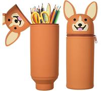 Eryi-Trousse Silicone Animaux,Trousse Kawaii,Trousse Pot A Crayon Rétractable,Trousse Chien,Trousse Ecole 2 En 1 En Silicone Souple Kawaii,Il Est Utilisé Pour Le Stockage,Couleur/C
