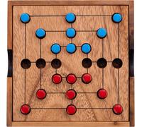 Eryi-\U2013 350270 - Marelle En Bois \U2013 Jeu Du Moulin \U2013 Nine Men Morris \U2013 Jeu De Société - Coffret Ecologique - Ideal En Voyage \U2013 13.8 X 13,8 X 3 Cm - 2 Joueurs