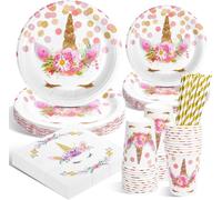 Eryi-Vaisselle De Fête Unicorn, Licorne Trousse D'anniversaire Enfants, Anniversaire Unicorn Decoration Vaisselle, Serviettes, Accessoires Baby Shower - 20 Invités