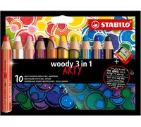 Eryi-Woody 3in1 Arty - Crayon De Couleur - Étui Carton X 10 Crayons De Coloriage + 1 Taille Crayon - Gamme Arty