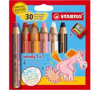 Eryi-Woody 3in1 - Crayon De Couleur - Etui Carton X 6 Crayons De Coloriage Woody - Edition 30 Ans De Fun Licorne + 1 Taille-Crayon