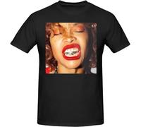 Erykah Badu T-Shirts à Manches Courtes Men's Cotton Breathable Pattern Short-Sleeved T T-Shirts à Manches Courtes Fashion Cool Casual Tops Tees Black(Small)