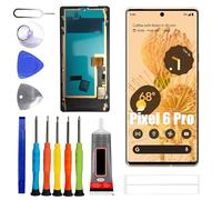 ERYNK Écran OLED pour Google Pixel 6 Pro GLUOG, G8VOU, GF5KQ [avec empreintes digitales] [Avec support] [6,7 pouces] Écran tactile LCD numériseur avec jeu d'outils