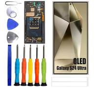ERYNK Écran OLED pour Samsung Galaxy S24 Ultra SM-S928B/DS, noir, avec cadre, empreintes digitales, 6,8", numériseur d'écran tactile LCD avec kit d'outils