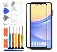 ERYNK Kit de réparation d'écran en verre pour Samsung Galaxy A15 4G (5G) SM-A155F, SM-A155F/DSN, SM-A155M [avec colle OCA] [pas d'écran LCD] [6,5 pouces] avec kit d'outils