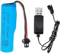 ERYNK SM-2P Batterie de voiture 3,7 V 650 mAh Li-ion rechargeable Joint SM-2P pour voiture RC Stunt Car RC Car RC Boat Tumbling Amphibious RC Car RC Truck et C63 E35 DE38 DE40 DE50 DE55 et USB