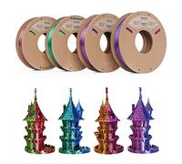 ERYONE PLA Filament Bundle,1,75 mm 3D Printer Filament +/- 0,03mm,Multicolor PLA Filament Set,250g x4 Spool,Dual Color Silk,Blue/Green,Red/Green,Red/Blue,Purple/Gold