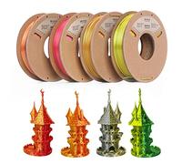 ERYONE PLA Filament Bundle,1,75 mm 3D Printer Filament +/- 0,03mm,Multicolor PLA Filament Set,250g x4 Spool,Dual Color Silk,Gold/Copper,Gold/Silver,Red/Gold,Yellow/Green