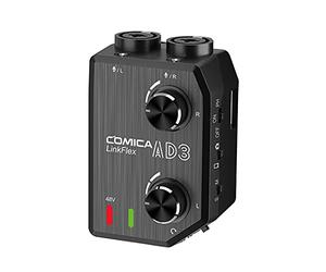 ERYUE amplificateur de Micro, CoMica LINKFLEX AD3 Deux canaux XLR / 3,5 mm / 6,35 mm-3,5 mm Préampli mélangeur/Adaptateur/Interface Audio pour appareils Photo Reflex numériques 3,5 mm et smartphon