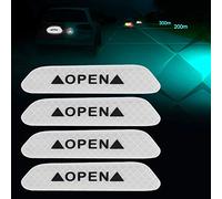 ERYUE Autocollants de sécurité de Voiture Haute visibilité, Adhésif Longue Durée, Réflexion Prisme, sécurité Conduite Nocturne pour 4 Pièces, Autocollants Porte Réfléchissants Rouge Blanc Bleu (Blanc)