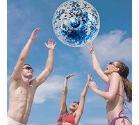 ERYUE Ballon de Plage Transparent Scintillant de 16 Pouces pour Enfants et Adultes, Ballon Jouet Piscine Gonflable avec Paillettes pour Les Fêtes d'été, Matériau PVC Imperméable, Doré/Or (Or)
