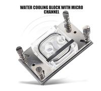 ERYUE Bloc de Refroidissement par Eau pour Processeur Micro Canal en Cuivre pour Processeur AM2/AM3/AM4, Base en Cuivre Haute Performance, Couvercle Supérieur Acrylique Transparent, Support de