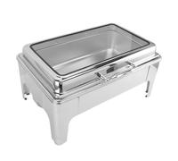ERYUE Buffet Poêle Serveur Rectangulaire en Acier Inoxydable Chauffage Automatique Visible 9L Buffet Chauffe-Plats pour Restaurants Fêtes Prise UE 220-240V (1 Compartiment)